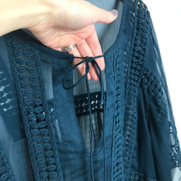 DANIEL RAINN Boho Crochet Detail Sheer Blouse - Picture 5 of 8